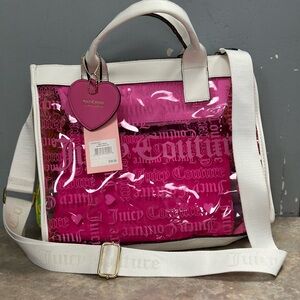Juicy Couture White Tote with Pink Transparent Panel